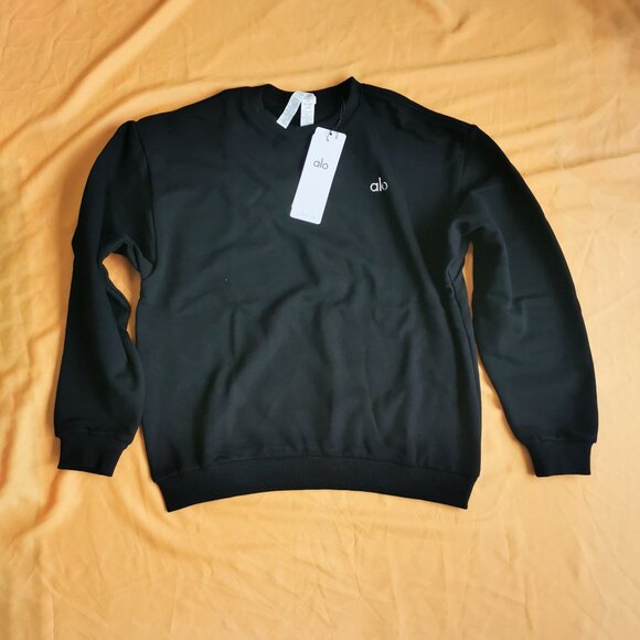 Alo Yoga Accolade Crew Neck Pullover Black Size M Cozy Fashion Pullover - Picture 1 of 4